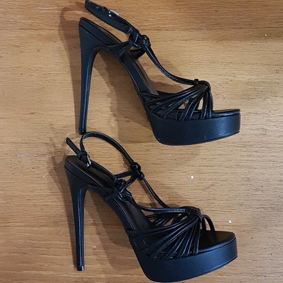 Forever 21 - Wild Diva Black open-toe heels Sz 5.5 - Picture 4 of 7